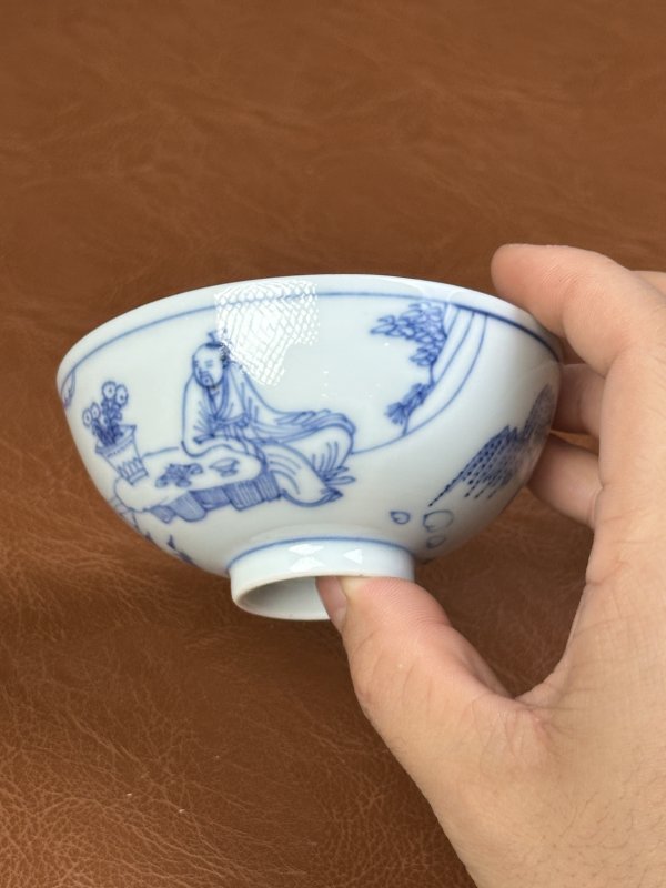 清雍正 青花高士人物茶园 - 图8