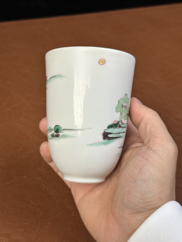 清康熙 五彩人物仰钟杯 - 图8