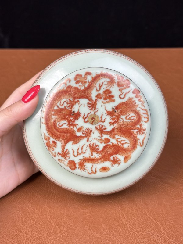 清光绪 粉青釉描金龙纹围棋罐一对 - 图24