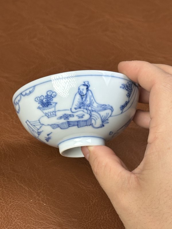 清雍正 青花高士人物茶园 - 图9