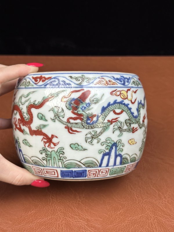 明万历  青花五彩云龙纹蟋蟀罐 - 图9
