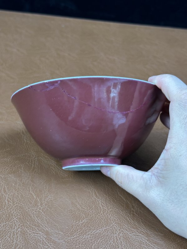 清光绪 胭脂红釉碗 - 图6