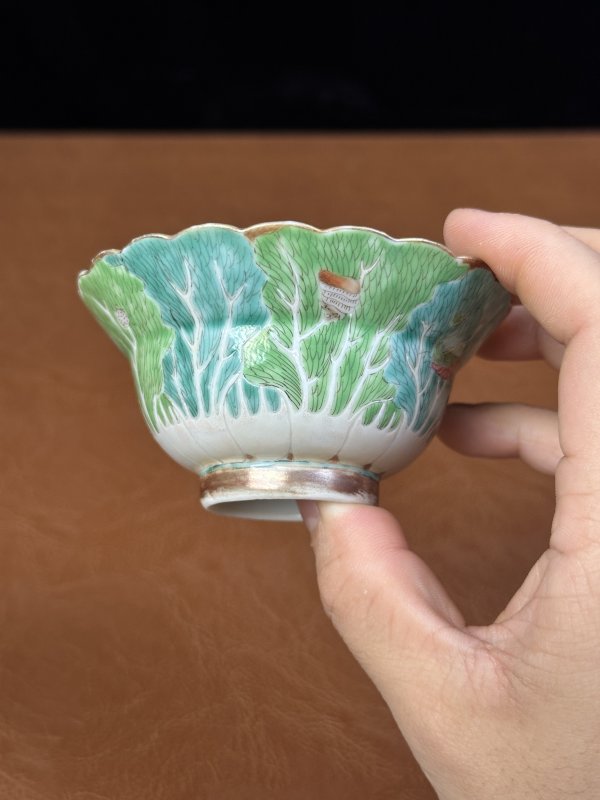 清嘉庆 粉彩百财花口杯 - 图6