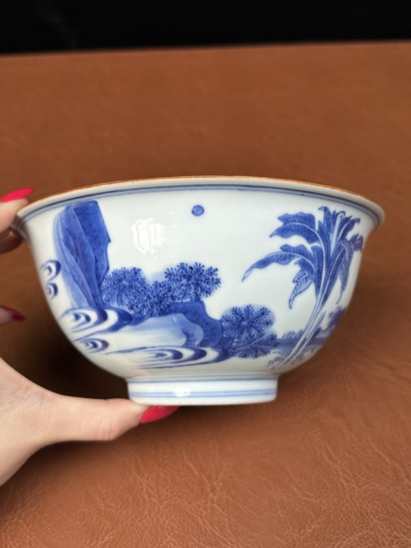 明崇祯 青花“凤仪亭”故事图碗 - 图11