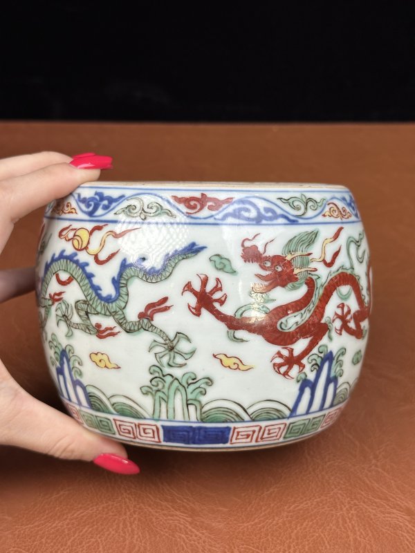明万历  青花五彩云龙纹蟋蟀罐 - 图10