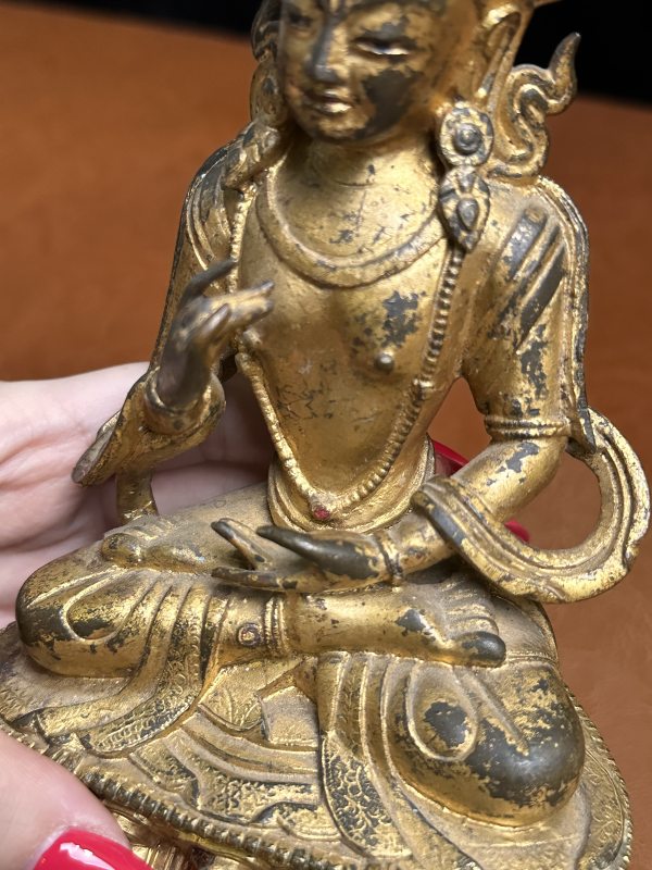 十七世纪 铜鎏金财宝天王坐像 - 图11