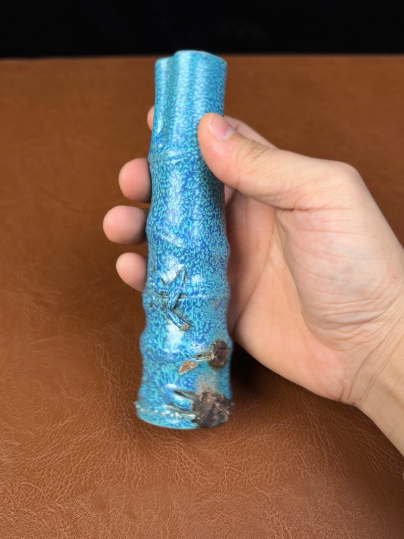 清乾隆 炉钧釉竹节形香插 - 图4