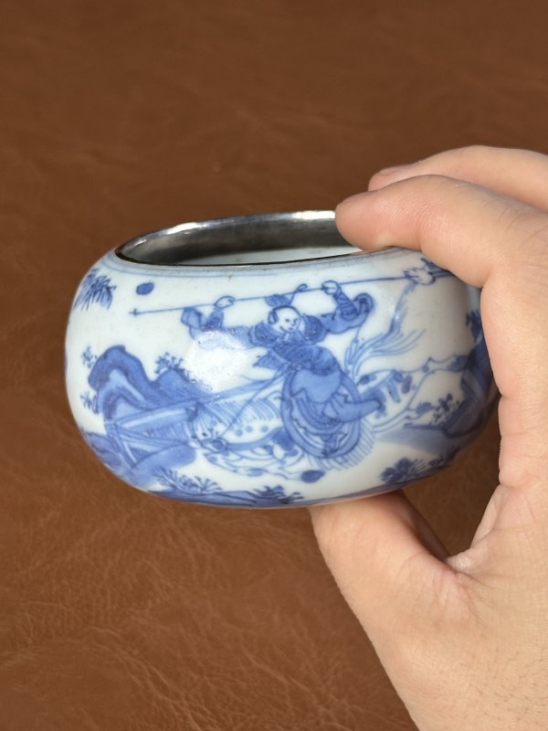 明 青花人物故事水盂 - 图12