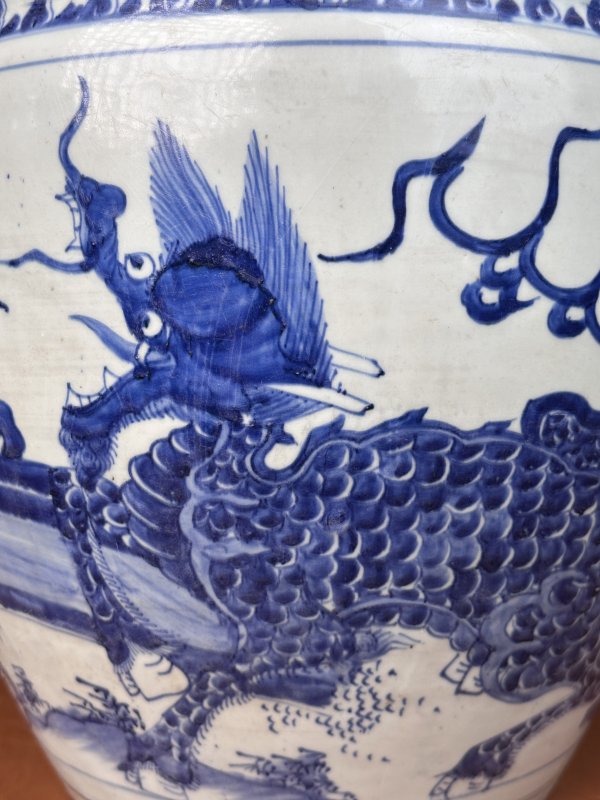清顺治 青花麒麟纹大缸 - 图8
