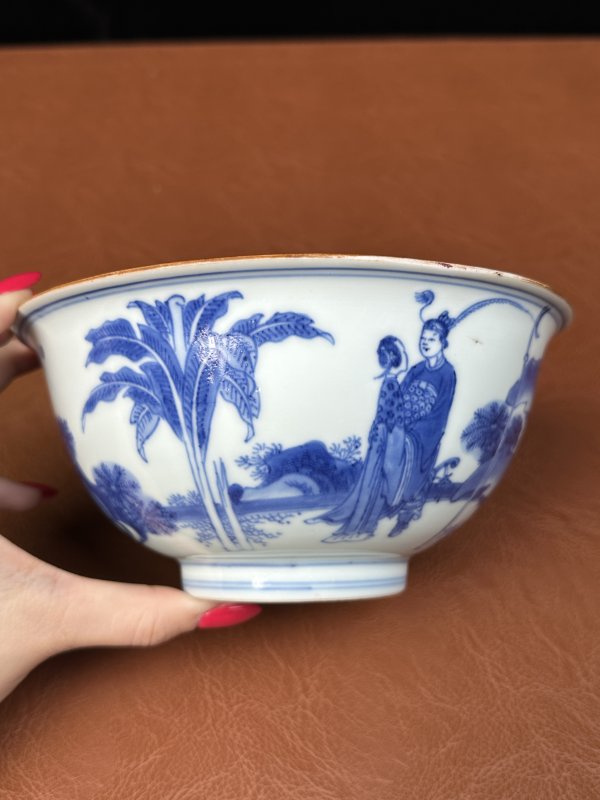 明崇祯 青花“凤仪亭”故事图碗 - 图12