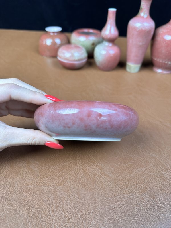 清晚期 豇豆红釉八大码一组七件 - 图12