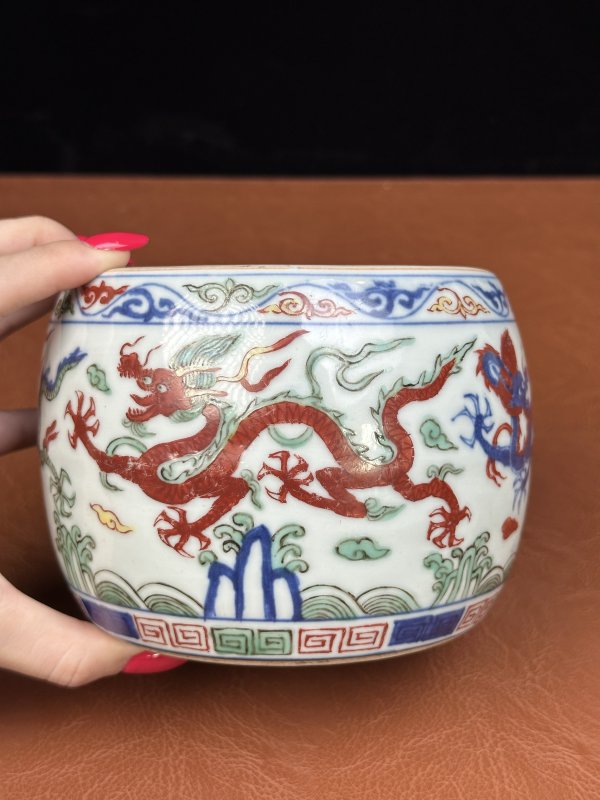 明万历  青花五彩云龙纹蟋蟀罐 - 图11