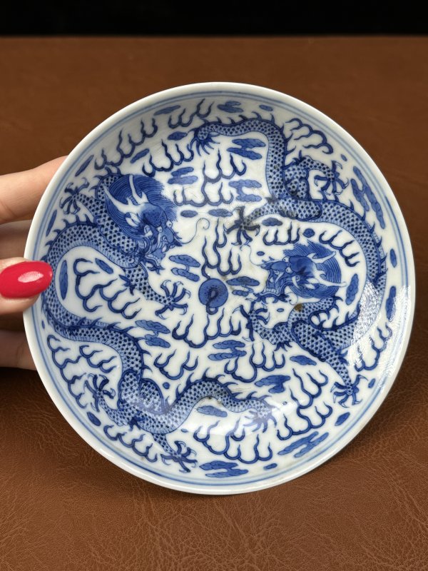 清宣统 青花龙纹盘 - 图4