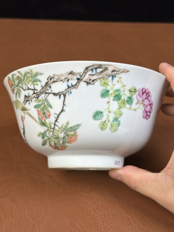 清光绪 粉彩花鸟纹碗 - 图4