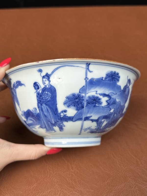 明崇祯 青花“凤仪亭”故事图碗 - 图13