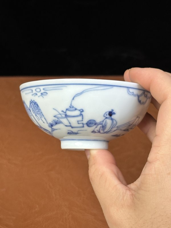 清雍正 青花高士人物茶园 - 图12