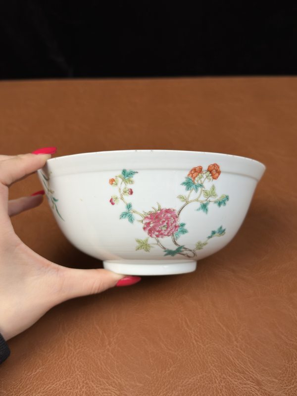 清光绪 内青花荷塘图外粉彩折枝花卉纹碗 - 图8