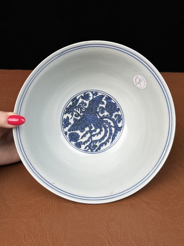 明万历 青花凤穿花纹碗 - 图13
