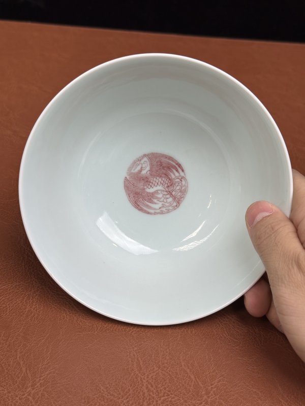 清道光 釉里红团凤纹碗一对 - 图24