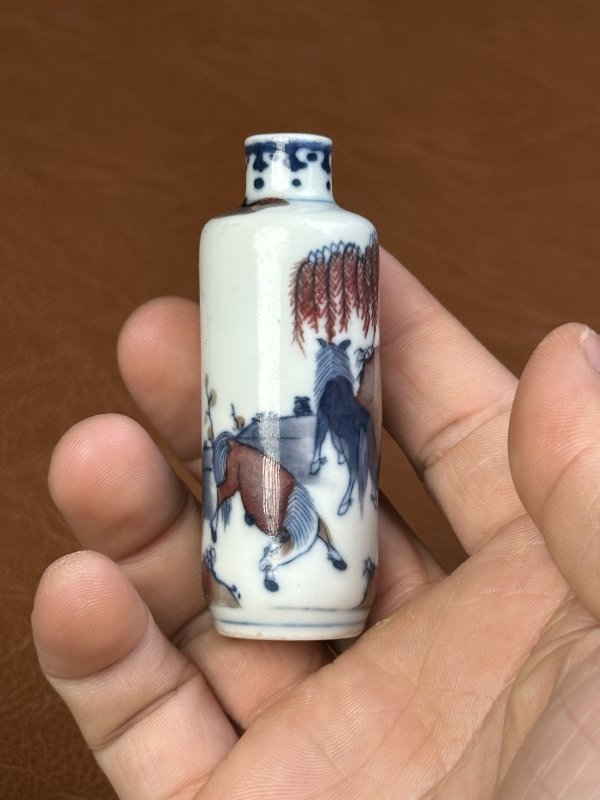 清中期  青花釉里红鼻烟壶两只 - 图3