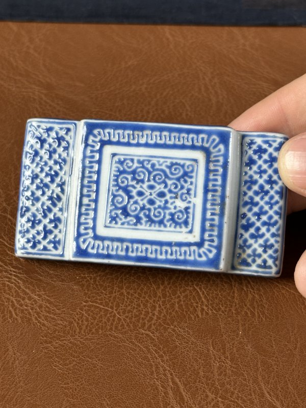清中期 蓝料彩文房三件套 - 图8