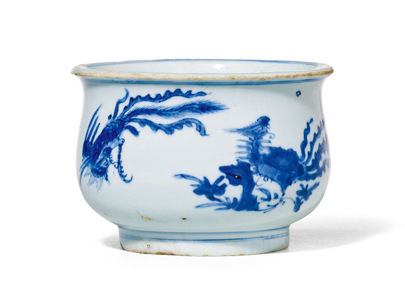 明崇祯 明 青花凤纹炉