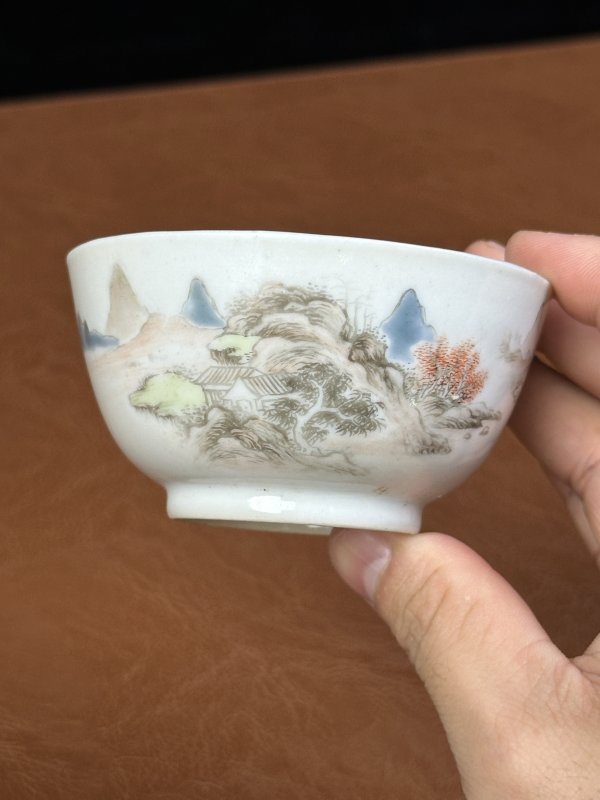 清雍正  墨彩山水杯 - 图2