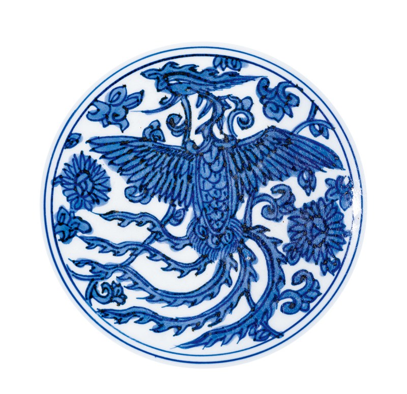 明万历 青花凤穿花纹碗 - 图2