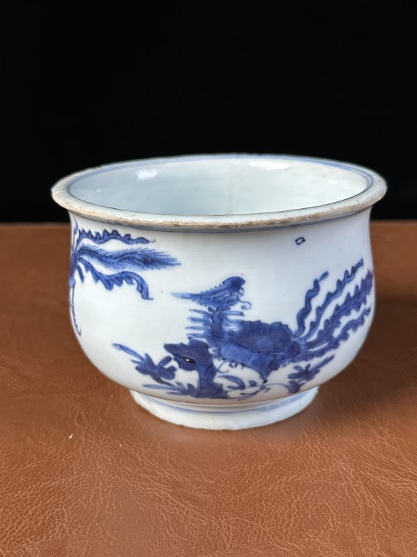 明崇祯 明 青花凤纹炉 - 图2