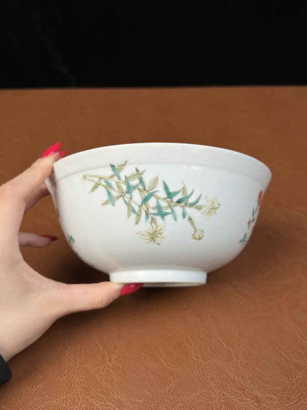 清光绪 内青花荷塘图外粉彩折枝花卉纹碗 - 图10