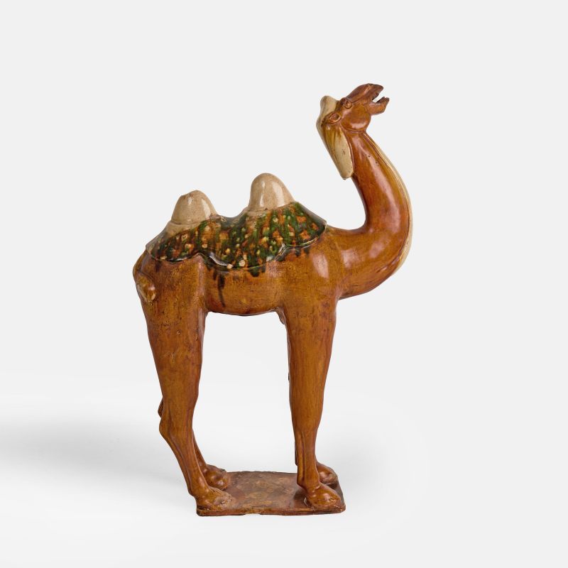 唐 三彩骆驼立像 | A Chinese sancai-glazed pottery figure Tang dynasty (618-907), of a braying Bactrian camel - 图7
