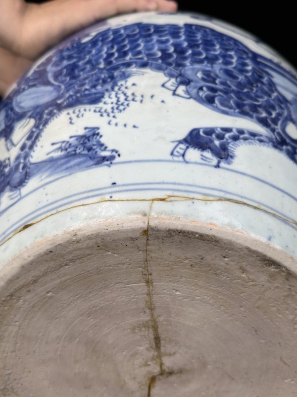 清顺治 青花麒麟纹大缸 - 图12