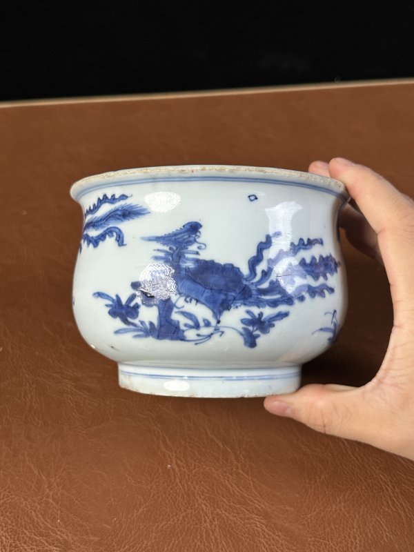 明崇祯 明 青花凤纹炉 - 图3