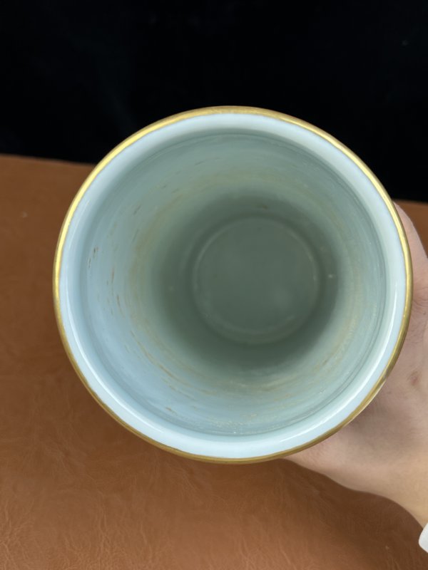 清光绪  矾红描金福寿帽筒 - 图9