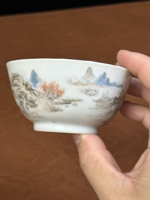 清雍正  墨彩山水杯 - 图4