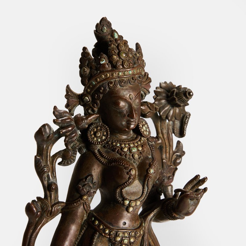 清或更晚 西藏文殊菩萨铜立像 | A Tibetan bronze figure Qing dynasty or later, of Manjushri