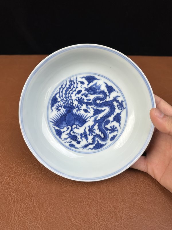 清康熙 青花龙凤纹盘 - 图6