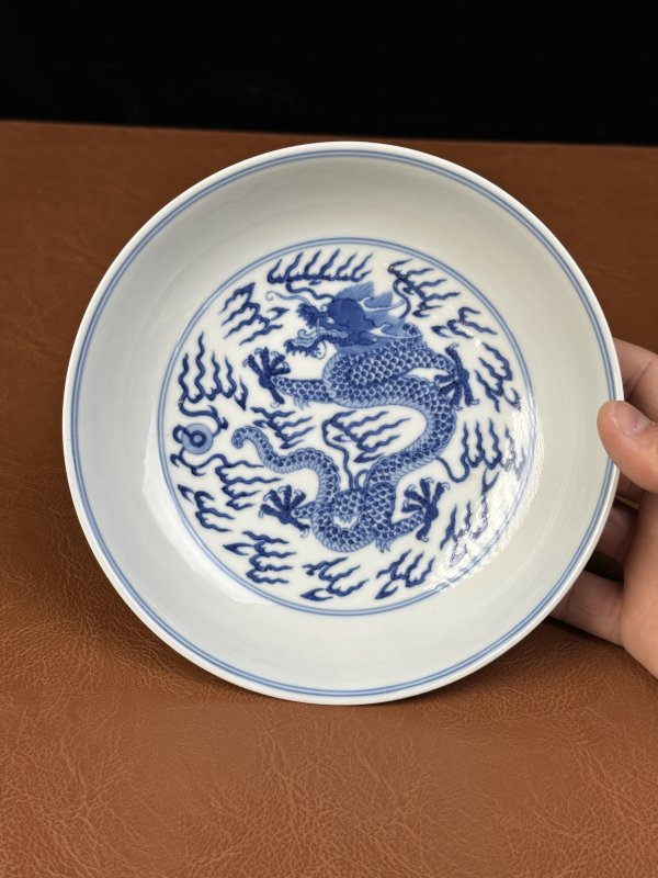 清乾隆 青花云龙纹盘 - 图3