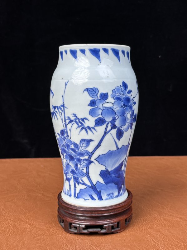 明崇祯 青花花鸟纹莲子罐 - 图8