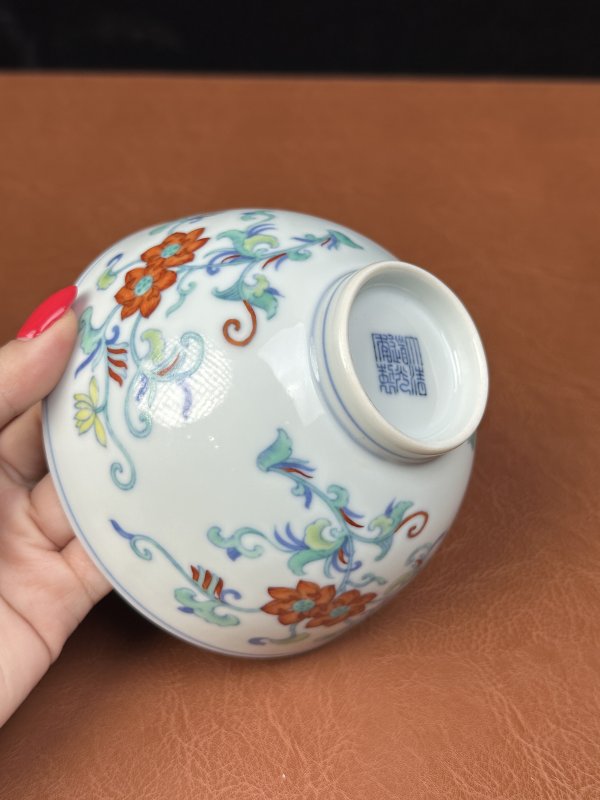 清道光 斗彩并蒂莲纹碗 - 图16