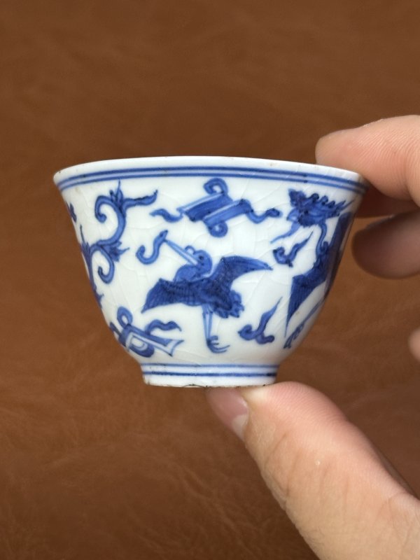 明嘉靖  青花凤纹杯 - 图2