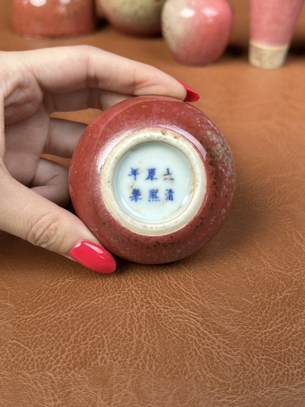 清晚期 豇豆红釉八大码一组七件 - 图17
