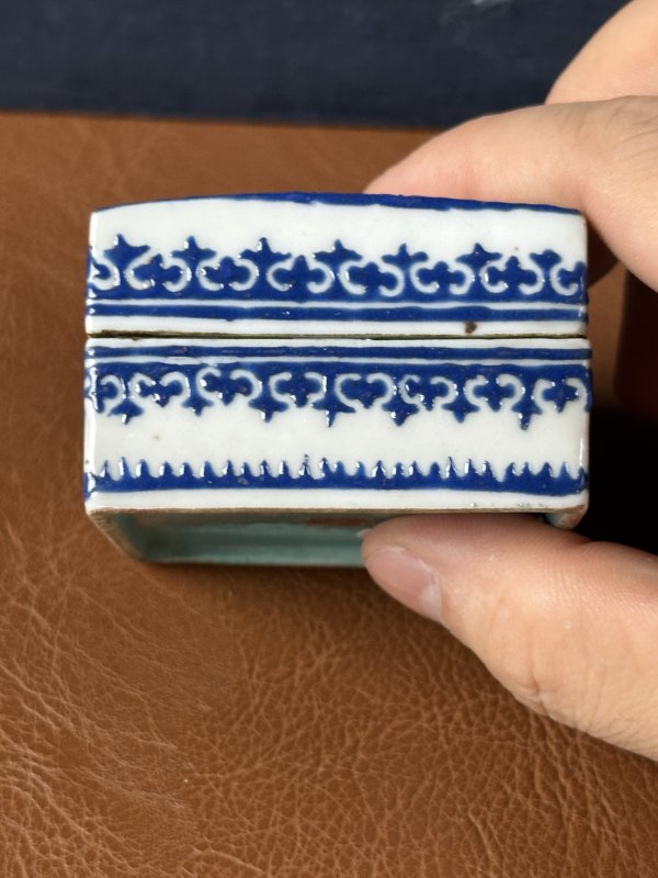 清中期 蓝料彩文房三件套 - 图11