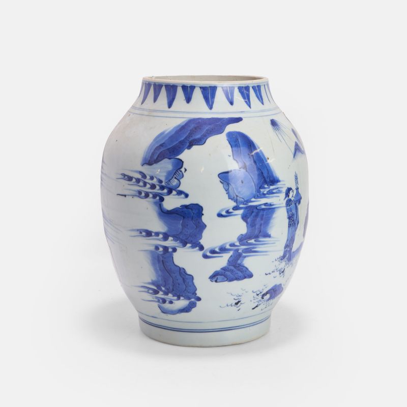 明崇祯 青花人物故事图罐 | A Chinese blue and white vase Chongzhen (1628-1644), of ovoid form - 图1