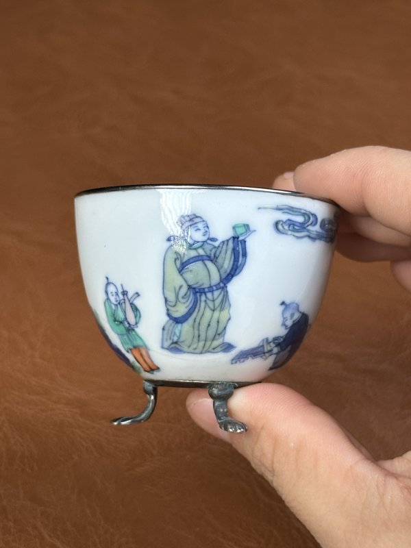 清康熙 斗彩太白醉酒诗文卧足杯 - 图3