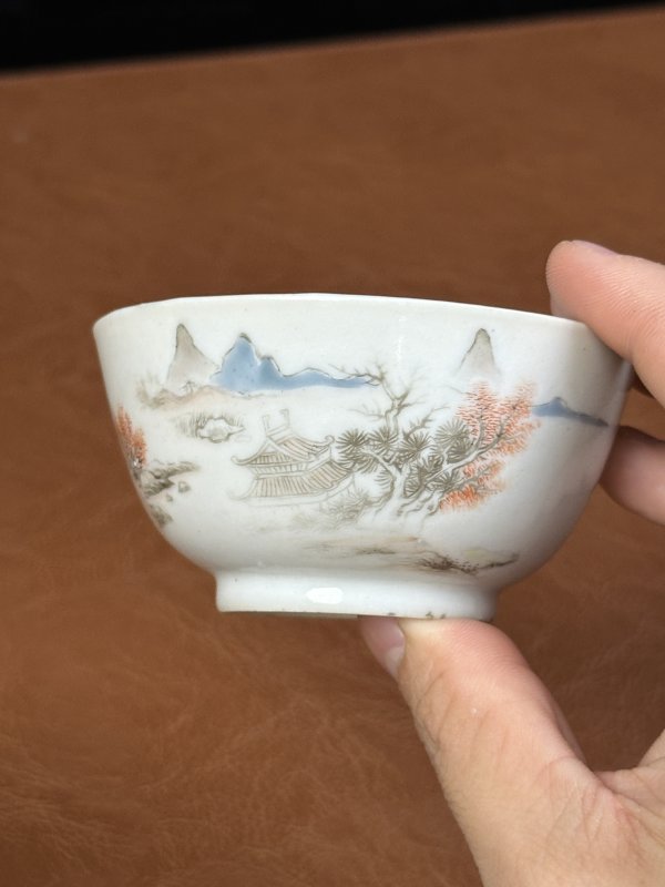 清雍正  墨彩山水杯 - 图5