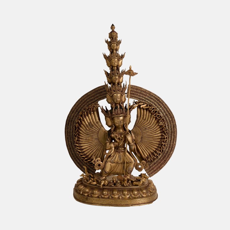二十世纪 西藏铜鎏金大白伞盖佛母立像 | A Tibetan gilt-bronze figure of Sitatapatra 20th century, the Goddess of the White Umbrella - 图3