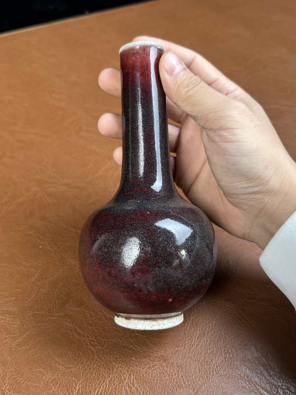 清康熙 郎窑红釉长颈瓶 - 图5