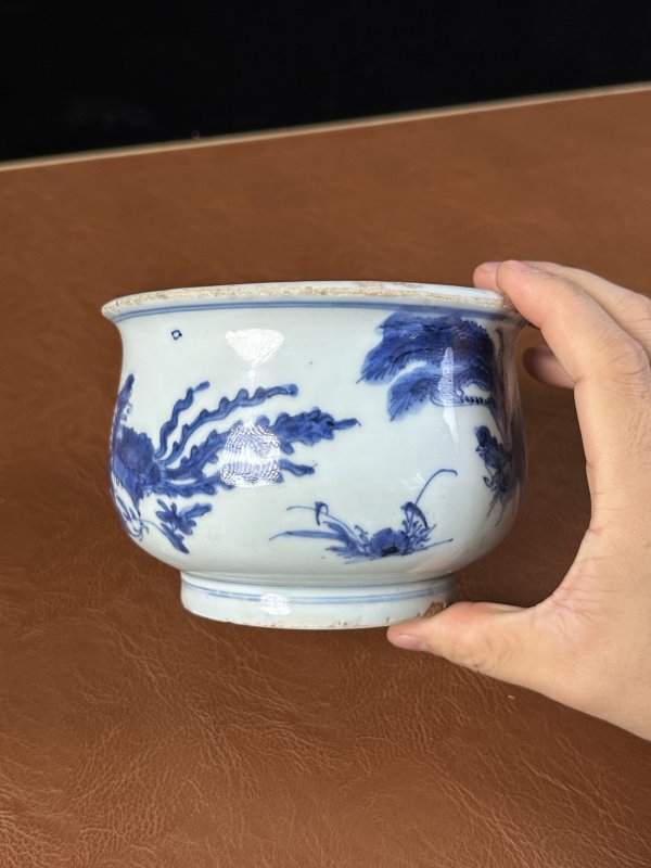 明崇祯 明 青花凤纹炉 - 图5