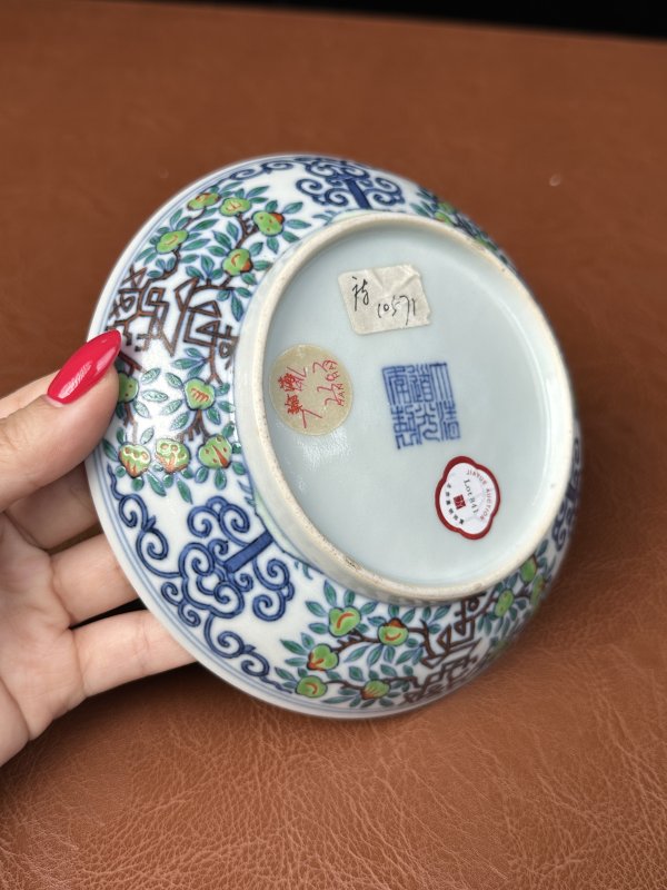 清道光 斗彩折枝寿字纹盘一对 - 图15